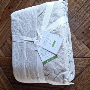 Pottery Barn belgian flax linen fringe ruffle duvet cover